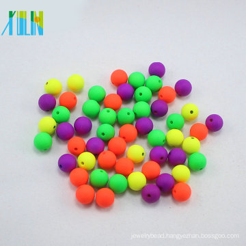 DIY random mixing color acrylic neon rubber loose round beads